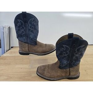 Dan Post Youth - Size 4.5D - Brown/Blue Square Toe Cowboy Boots